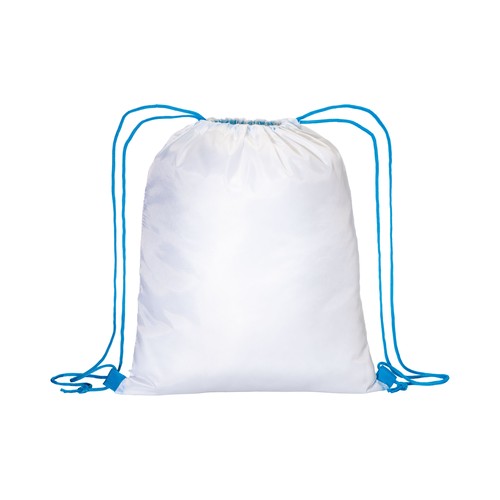 Mochila blanca de poliéster 210 T con cierre de cordón y cordones coloridos Mochila blanca de poliéster 210 T con cierre de cordón y cordones coloridos