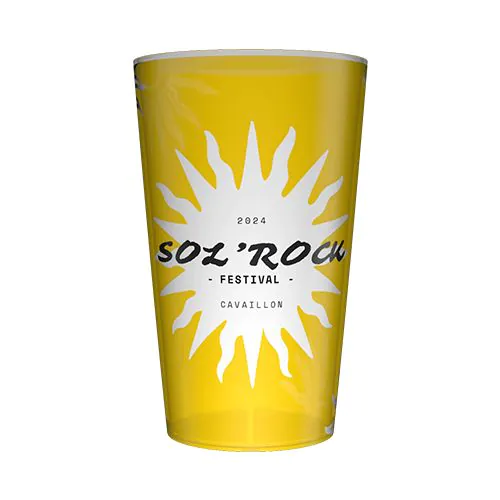 Gobelet réutilisable personnalisé 25cl jaune - Quadrichromie Gobelet réutilisable personnalisé 25cl jaune - Quadrichromie