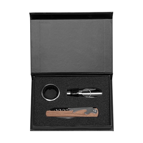 Essex Stainless Steel & FSC Wood Wine Accessory Gift Set - 3 Pcs