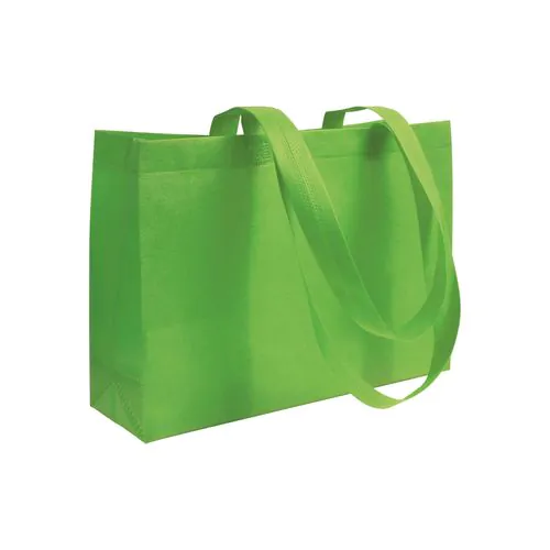 Heat-sealed 70 g/m2 non-woven fabric shopping bag with bottom gusset and long handles Heat-sealed 70 g/m2 non-woven fabric shopping bag with bottom gusset and long handles