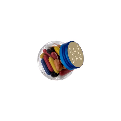Micro glass jar 50 ml, filled with candy