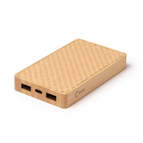 Powerbank 8000 mAh en fibras naturales y bambú. En Alda Powerbank 8000 mAh en fibras naturales y bambú. En Alda