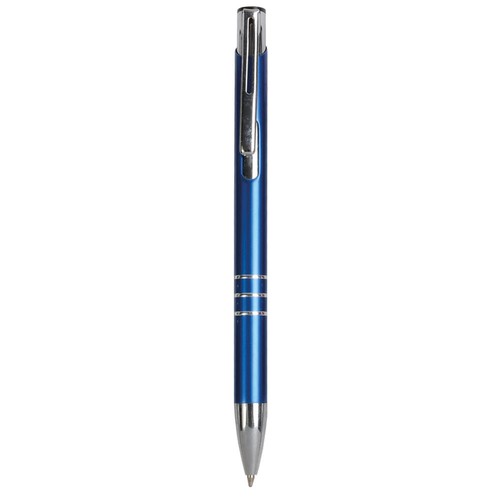 Metal snap pen with 3-ring decoration and chromed details Metal snap pen with 3-ring decoration and chromed details