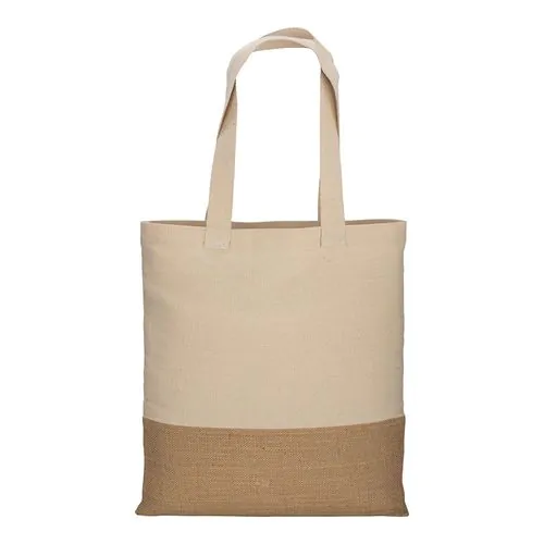 230g/m2 cotton shopping bag, with jute base, long handles 230g/m2 cotton shopping bag, with jute base, long handles