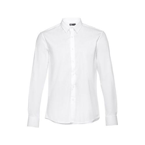 THC PARIS WH. Camicia da uomo in popeline a maniche lunghe. colore bianco THC PARIS WH. Camicia da uomo in popeline a maniche lunghe. colore bianco