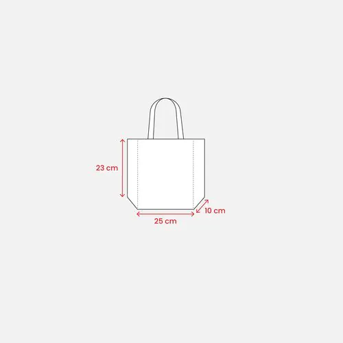 Bolsa con fuelle de tejido sin tejer laminado 100 g/m2 termosoldado, con asas cortas Bolsa con fuelle de tejido sin tejer laminado 100 g/m2 termosoldado, con asas cortas