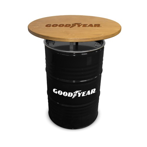 Barrel Table Black with Pinewood Table Top