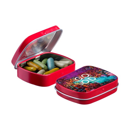 Mini hinge tin with candy Mini hinge tin with candy