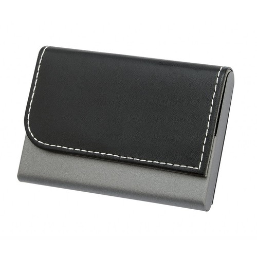 BLACK PU BURNISHED METAL TICKET HOLDER