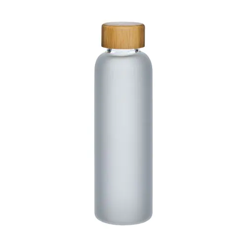 Bouteille en verre dépoli et bouchon en bambou, capacité 500 ml
