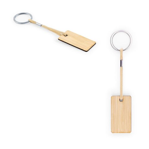 HOPPS. Rectangular bamboo keyring with PET cord HOPPS. Rectangular bamboo keyring with PET cord