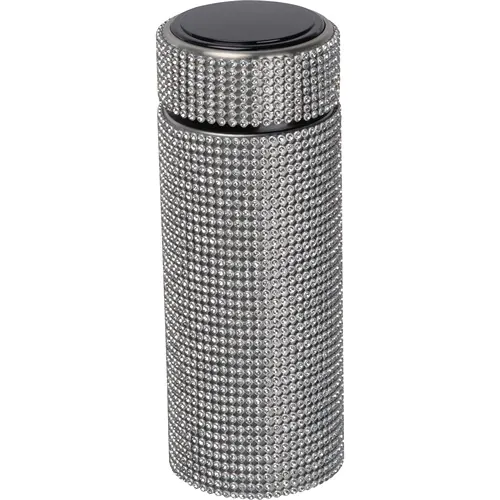 Small stainless steel drinking bottle with rhinestone accents
