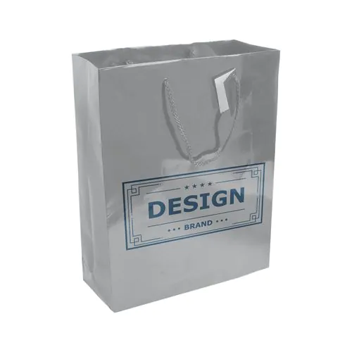 157 g/m2 laminated paper shopping bag with gusset and bottom reinforcement, string handles