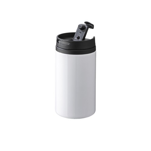 Sublimating metal mug with plastic inner wall, lid and handle