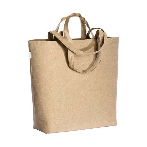 280 g/m2 recycled cotton shopper with gusset at base, double handles and inside pocket 280 g/m2 recycled cotton shopper with gusset at base, double handles and inside pocket