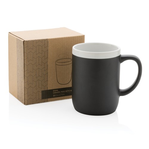 Ceramic mug with white rim 300ml Ceramic mug with white rim 300ml