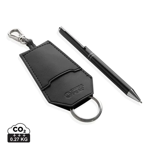 SP Tula RCS certified recycled PU key holder and pen set SP Tula RCS certified recycled PU key holder and pen set