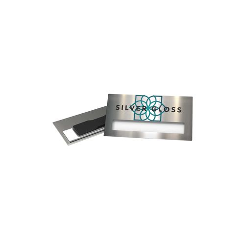 Badge Mae Metal, Rectangular, 74 x 20 mm, Magnet, Doming in full color