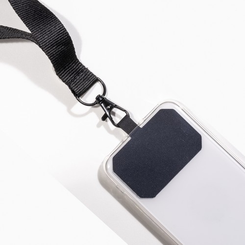 Polyester neck ribbon with cell phone holder tag Polyester neck ribbon with cell phone holder tag