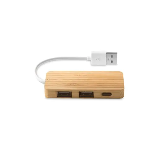 MOSER. HUB con 2 porte USB-A e 1 USB-C in bambù