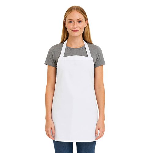 100% cotton (180 g/m2) long white cooking apron, 70 x 85cm