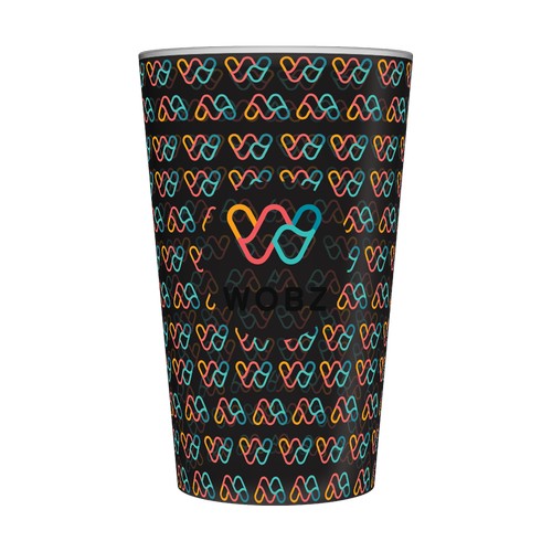 Personalised 25 cl black reusable plastic cup (Wobz base) - Digital printing Personalised 25 cl black reusable plastic cup (Wobz base) - Digital printing