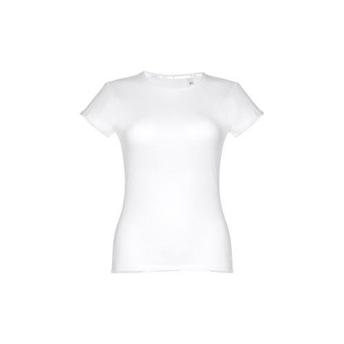 THC SOFIA WH. T-shirt sfiancata da donna in cotone. colore bianco