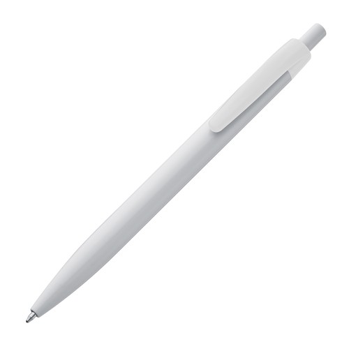 White plastic ball pen with coloured clip White plastic ball pen with coloured clip