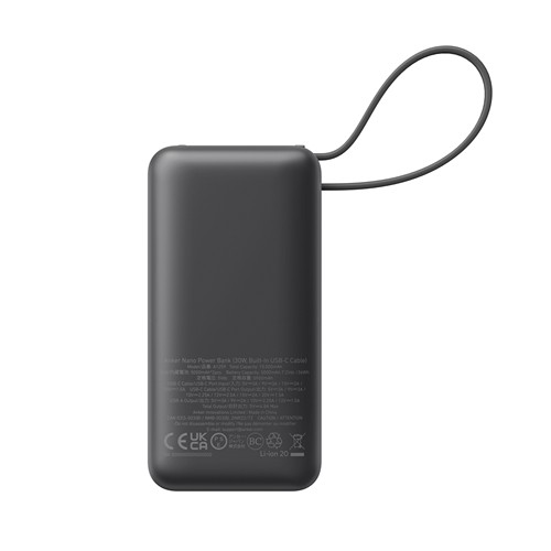 Anker Nano Power Bank 30W, Built-In USB-C Cable