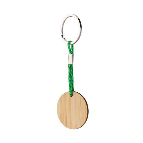 Bamboo keychain with cord and metal ring Bamboo keychain with cord and metal ring
