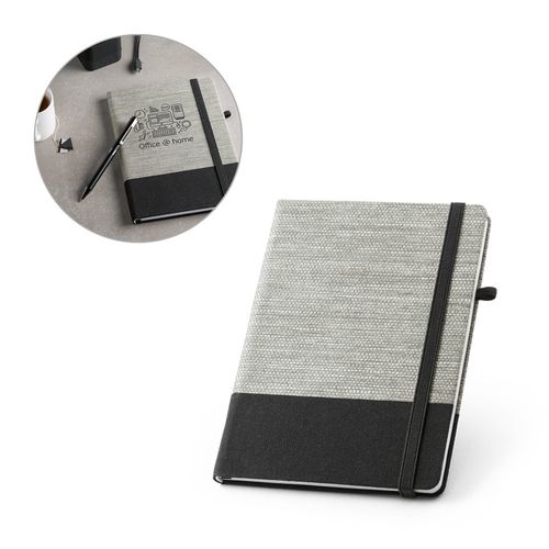 ROUSSEAU. Bloc-notes A5 en fibre de paille et toile de coton avec pages lignées