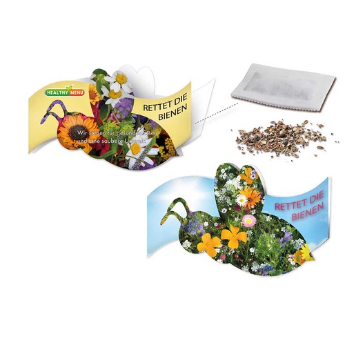 Bees folded-card with seeds - individual