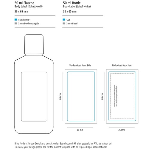 Disinfectant for Hands, 50 ml Bottle, Body Label Disinfectant for Hands, 50 ml Bottle, Body Label