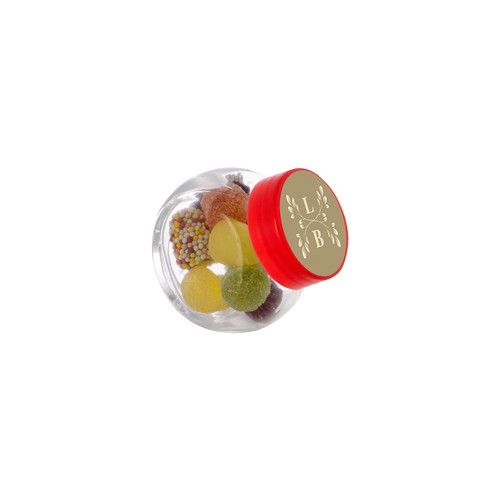 Micro glass jar 50 ml, filled with candy Micro glass jar 50 ml, filled with candy