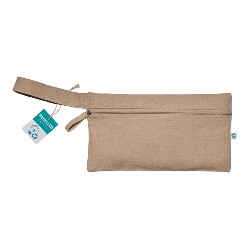 Document holder made of 180 g/m2 recycled cotton with zipper closure, GRS certified