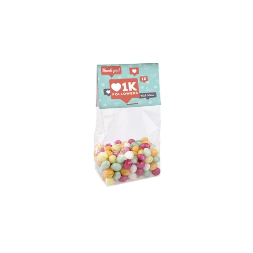 Blokzakje met kopkaartje en 100 gram snoep