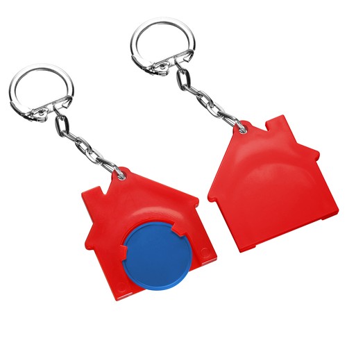 Chiphouder met winkelwagenmuntje 1€ "huis" Chiphouder met winkelwagenmuntje 1€ "huis"