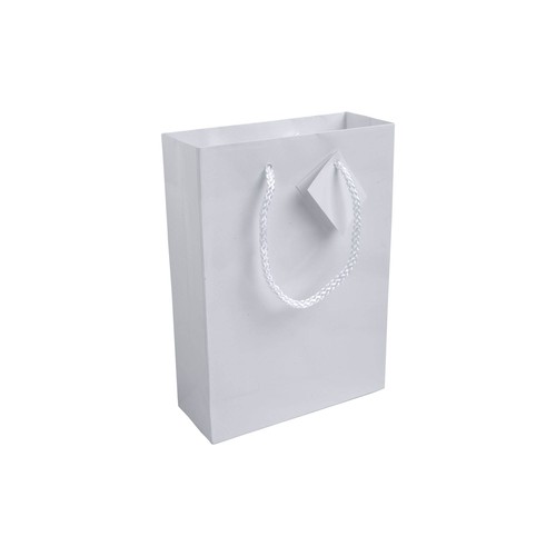 157 g/m2 laminated paper shopping bag with gusset and bottom reinforcement, string handles 157 g/m2 laminated paper shopping bag with gusset and bottom reinforcement, string handles