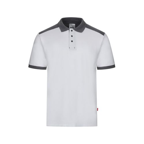 VL VELES. Polo piqué bicolore stretch (200g/m²), manches courtes, en polyester (96%) et élasthanne (4%)