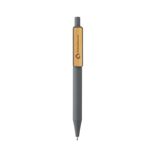 Stylo en ABS recyclé GRS avec clip en bambou