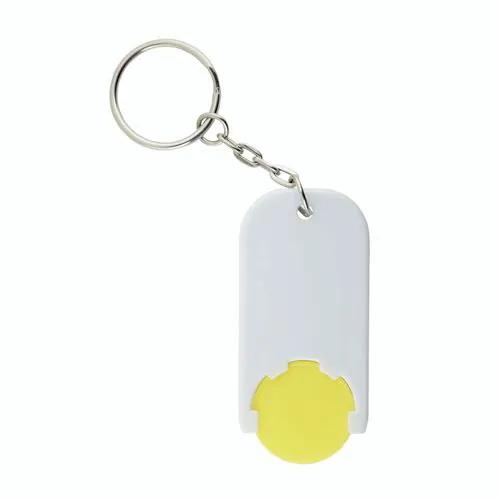 Plastic key ring with shopping trolley token Plastic key ring with shopping trolley token