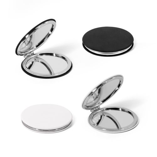 FREYA. Miroir rond double face avec extérieur en PU mat FREYA. Miroir rond double face avec extérieur en PU mat