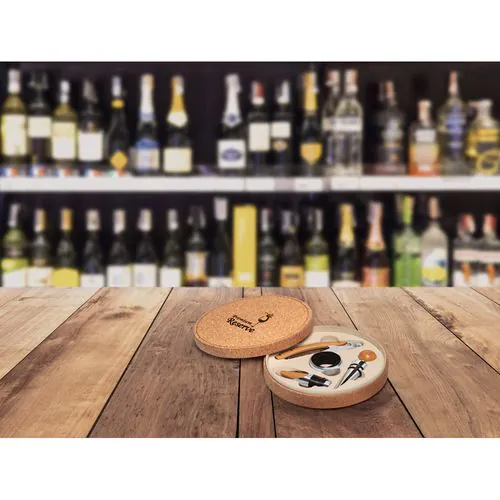 MORETO. Set da vino con 4 utensili in legno e metallo MORETO. Set da vino con 4 utensili in legno e metallo
