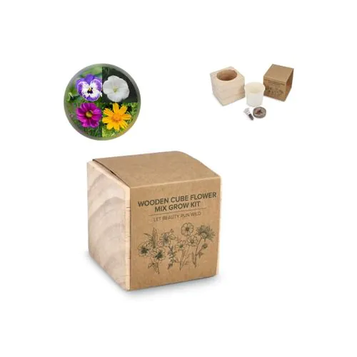 Ensemble de jardinières en bois FSC - Mélange de fleurs Ensemble de jardinières en bois FSC - Mélange de fleurs