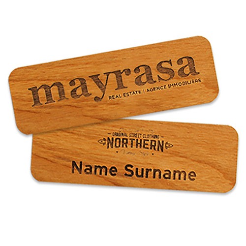 Badges impress nominatifs en bois, 75 X 25 mm Badges impress nominatifs en bois, 75 X 25 mm