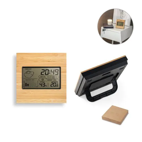 BROMLEY. Desktop weather station with LCD screen in ABS and bamboo BROMLEY. Desktop weather station with LCD screen in ABS and bamboo