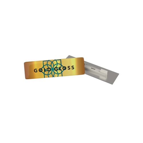 Badge Megan Metal, Rectangular, 74 x 20 mm, Needle, Doming in full color Badge Megan Metal, Rectangular, 74 x 20 mm, Needle, Doming in full color
