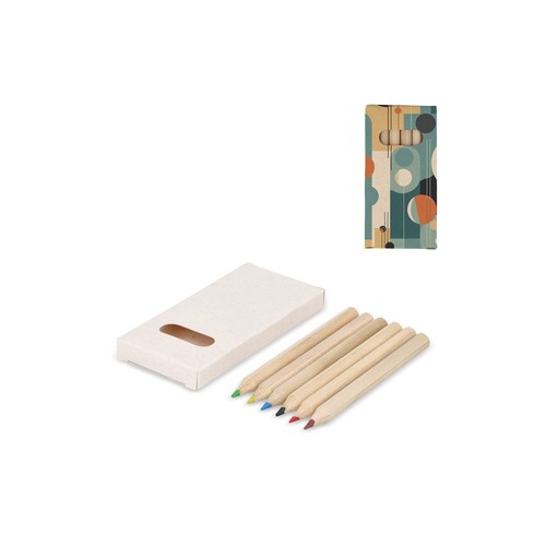 6 colouring pencils in recycled milkcarton box