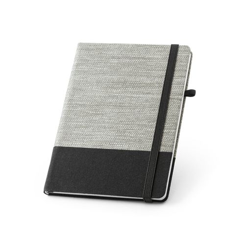 ROUSSEAU. A5 notepad in straw fibre and cotton canvas with lined pages