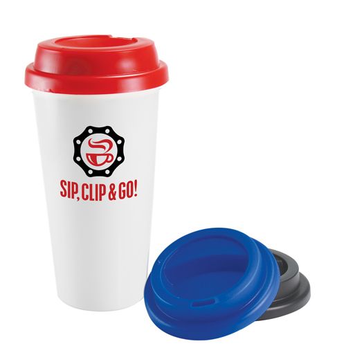Tasse à café à emporter en plastique à double paroi (455ml/16oz) **